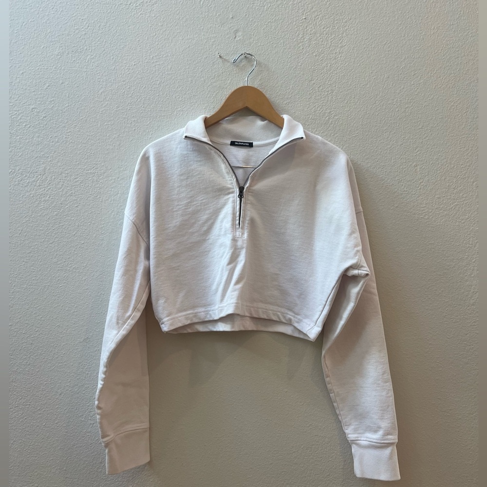 TALENTLESS 3/4 zipped cropped pullover